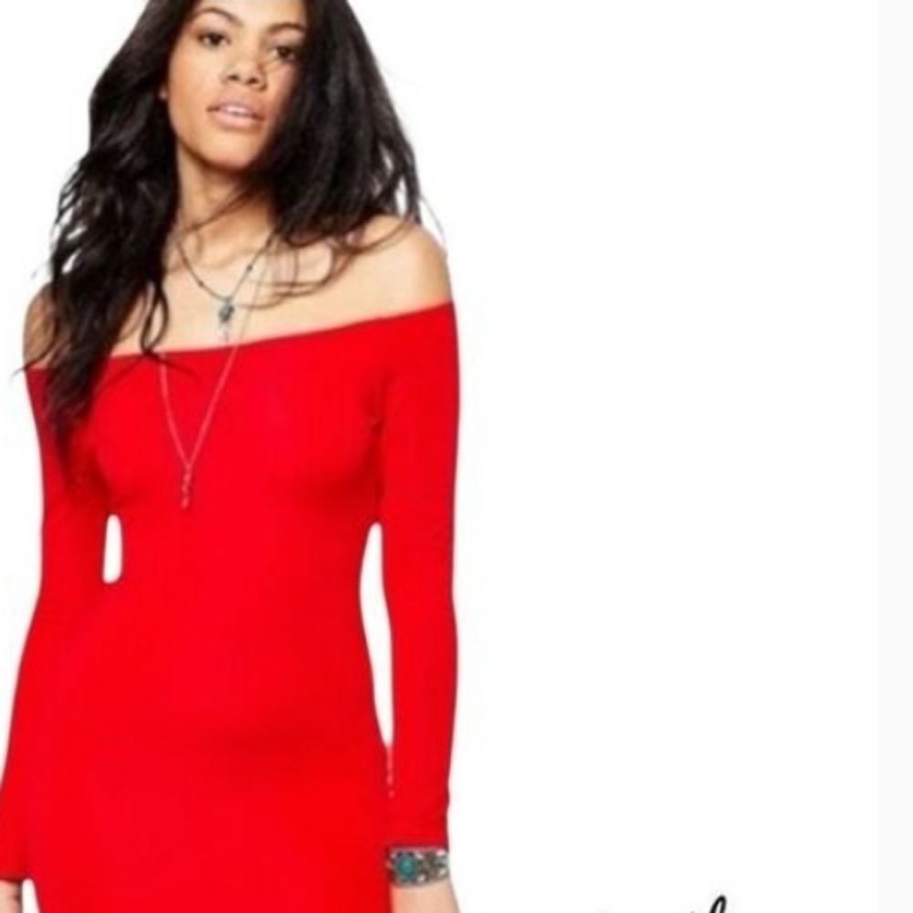 Milkmade Lace Bow Trim Off Shoulder Bodycon Red Long Sleeve Mini Dress Target